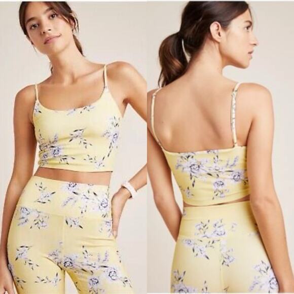 Spiritual Gangster Women's Yellow Floral Crop Practice Cami Size Small - Picture 1 of 12